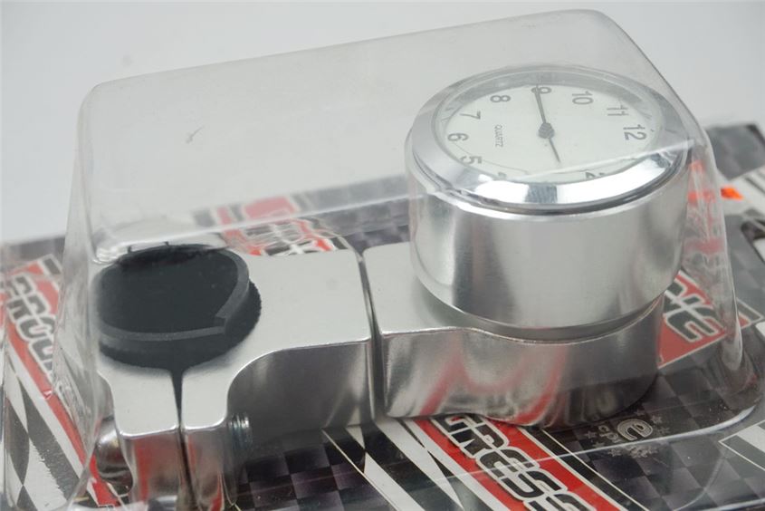 RELOJ DE MANILLAR CUARZO PARA MANILLAR DE MOTO ALUMINIO/PLATA PROGRESSLINE