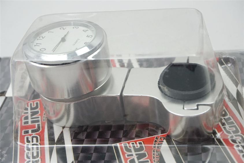 RELOJ DE MANILLAR CUARZO PARA MANILLAR DE MOTO ALUMINIO/PLATA PROGRESSLINE