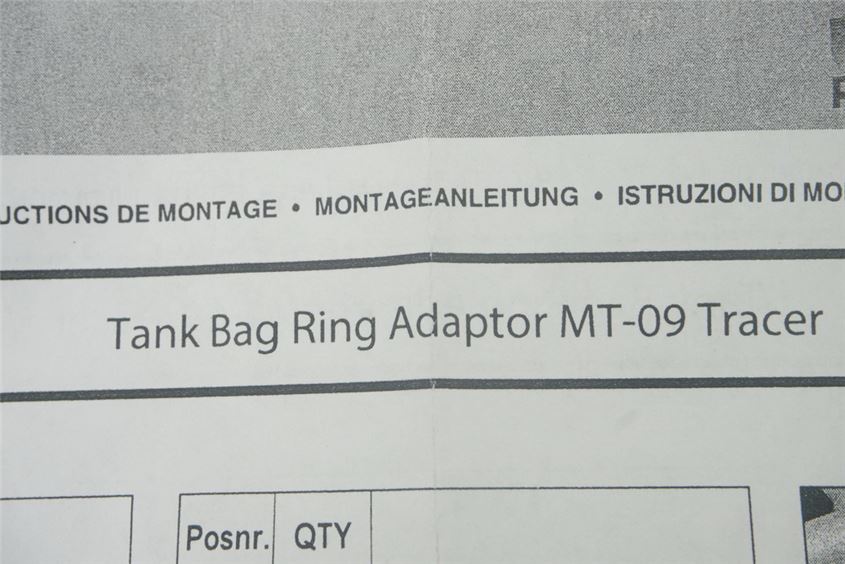 YAMAHA TRACER 900 A PARTIR DE 2016 KIT ADAPTADOR PARA ANILLO DE MONTAJE DE BOLSA SOBRE DEPÓSITO 2PP-FTBAD-00
