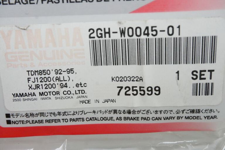 PASTILLAS DE FRENO YAMAHA XJR FJR 1200 TRX TDM 850 FZ 750 PASTILLAS DE FRENO 2GH-W0045-01