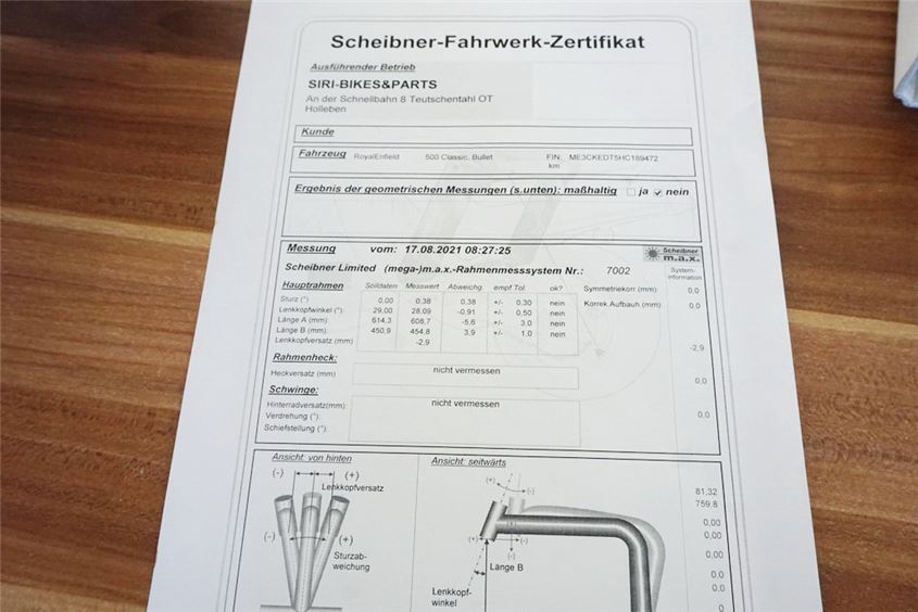 ROYAL ENFIELD BULLET 500 EFI ABS CHASIS Y DOCUMENTACIÓN - INFORME DE MEDICIÓN DE ACCIDENTE