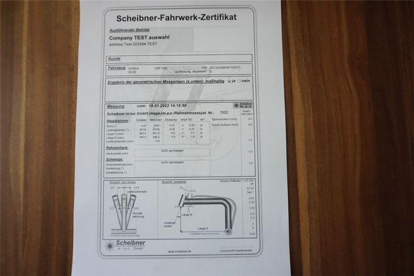 HONDA CBF 1000 ABS SC58 RAHMEN & BRIEF FRAME UNFALLFREI - VERMESSUNGSPROTOKOLL