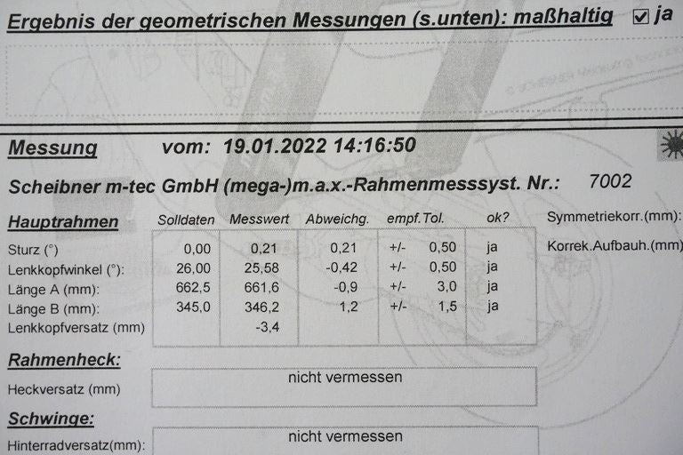 HONDA CBF 1000 ABS SC58 RAHMEN & BRIEF FRAME UNFALLFREI - VERMESSUNGSPROTOKOLL